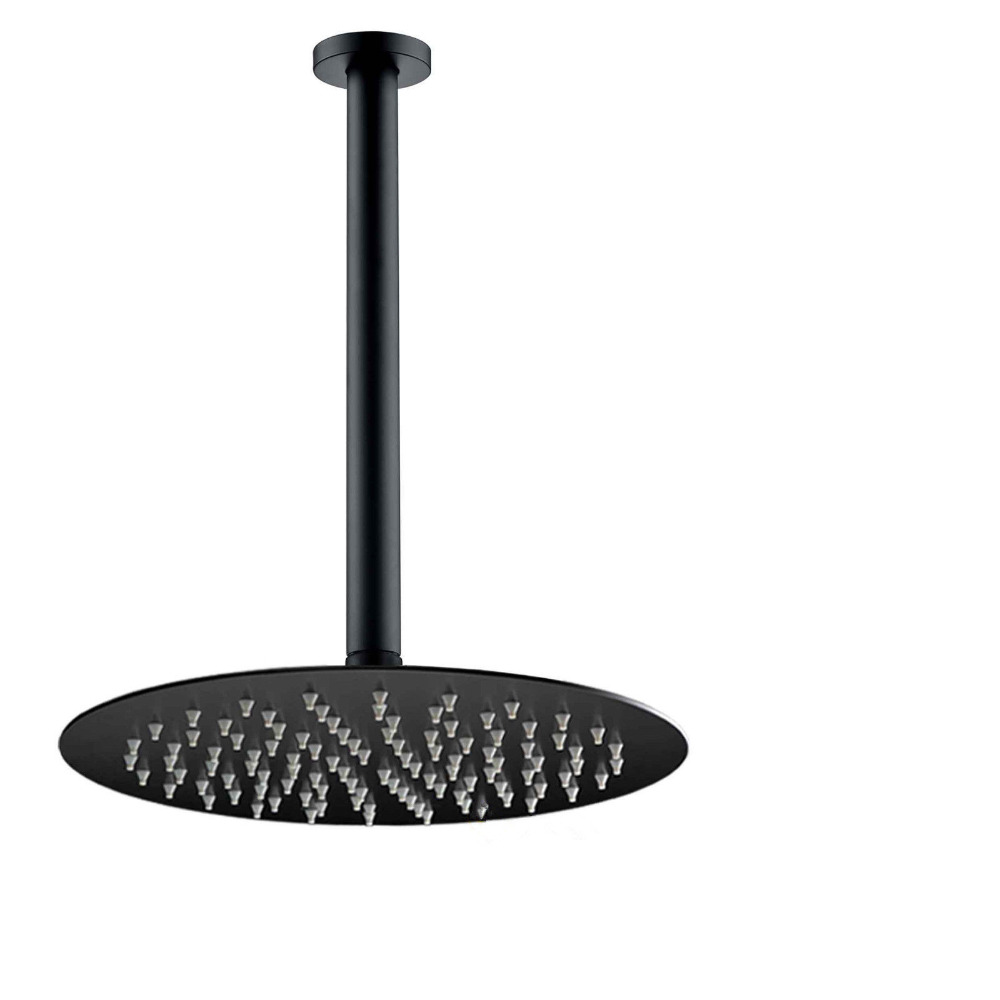  Avignon Round Matte Black Shower Head Single Handle Shower Set